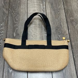 Eric Javits Straw Medium Sized Bag With Black Bow Detail
